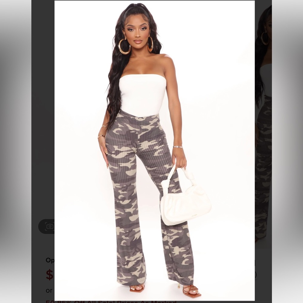 Fashion Nova ribbed knit camo pants size M